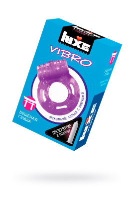 Виброкольцо LUXE VIBRO Бешеная гейша + презерватив, 1 шт, коричневое, 18 см (0T-00014122)