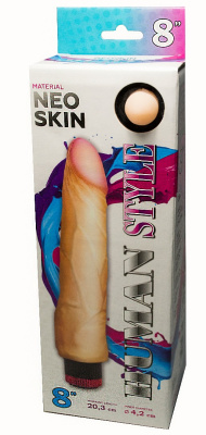 Вибратор реалистик HUMAN STYLE, L 203 мм D 42 мм, киберкожа (600106)