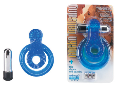 Кольцо синее с подхватыванием мошонки, с вибрацией (05-263V-CBLU BCD GP)