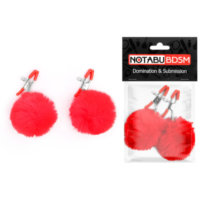 ЗАЖИМЫ ДЛЯ СОСКОВ С ПУШКОМ цвет красный (NTB-80606)