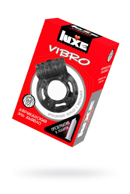 Виброкольцо LUXE VIBRO Африканский Эль Дьябло + презерватив, 1шт, черный, 18 см (0T-00009308)
