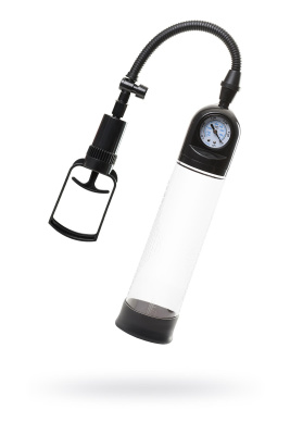 Помпа для пениса Штучки-дрючки вакуумная, с манометром, чёрная, 20 см (0T-00011316)