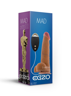 ВИБРОМАССАЖЕР РЕАЛИСТИК EGZO С ВЫНОСНЫМ ПУЛЬТОМ L 200 мм D 45 мм киберкожа, (DVR001)