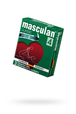 Презервативы Masculan, сlassic 4, XXL, латекс, увеличенного размера, розовый, 20 см, 5,5 см, 3 шт. (